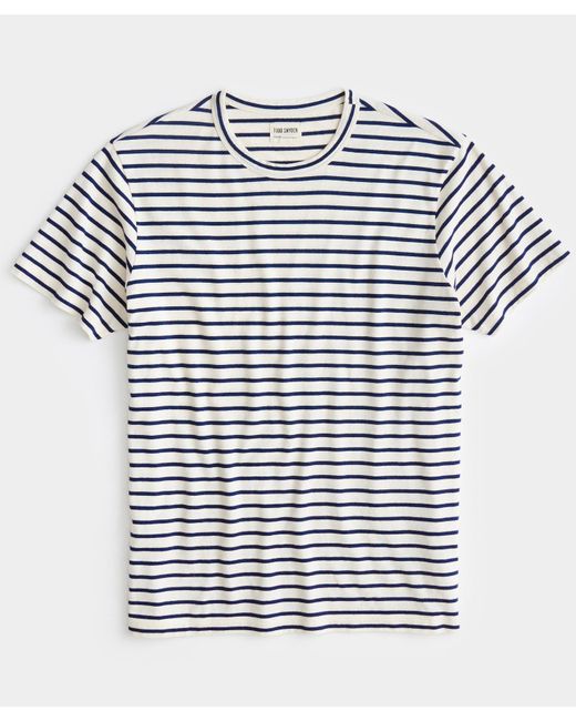 Todd Snyder White Issued By: Japanese Nautical Stripe Short Sleeve Tee for men