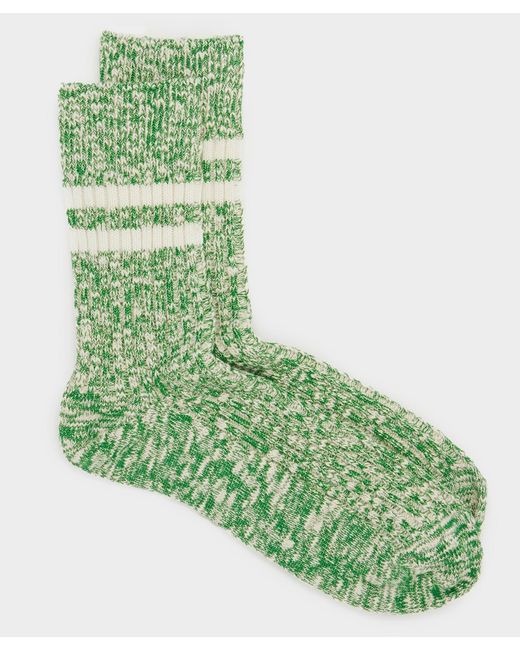 RoToTo Green Two Stripe Cotton Slub Sock for men