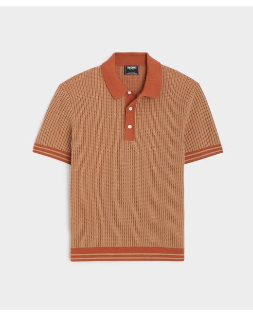Todd Snyder Brown Textured Stripe Polo for men