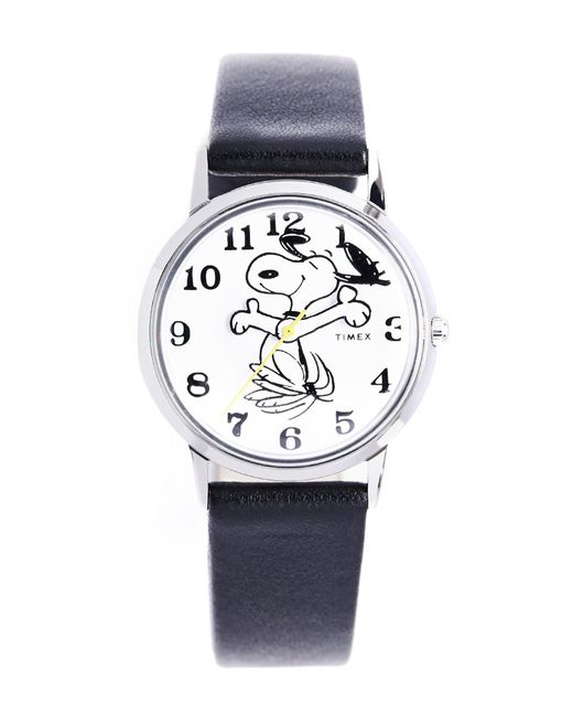 Timex Leather Timex X Peanuts Snoopy On The Move Watch in Gray for Men ...