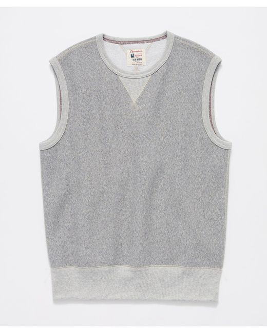 Todd Snyder Reverse Weave Fleece Crewneck Vest Light Grey Mix in Gray ...