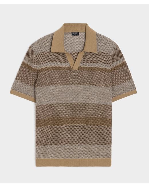 Todd Snyder Men's Brown Linen-cotton Montauk Sweater Polo