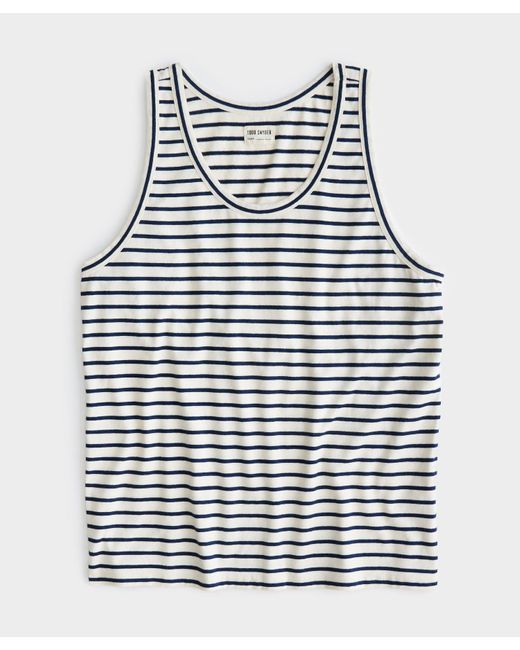 Todd Snyder Blue Japanese Nautical Stripe Tank Top In White for men