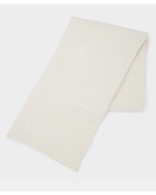 Todd Snyder White Recycled Cashmere Scarf Half Cardigan Stitch for men