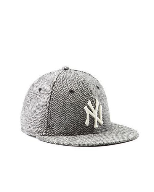 NEW ERA HATS Gray Ny Yankees Light Grey Herringbone Hat for men
