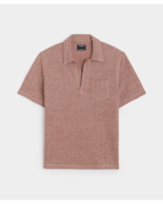 Todd Snyder Pink Herringbone Knit Polo for men