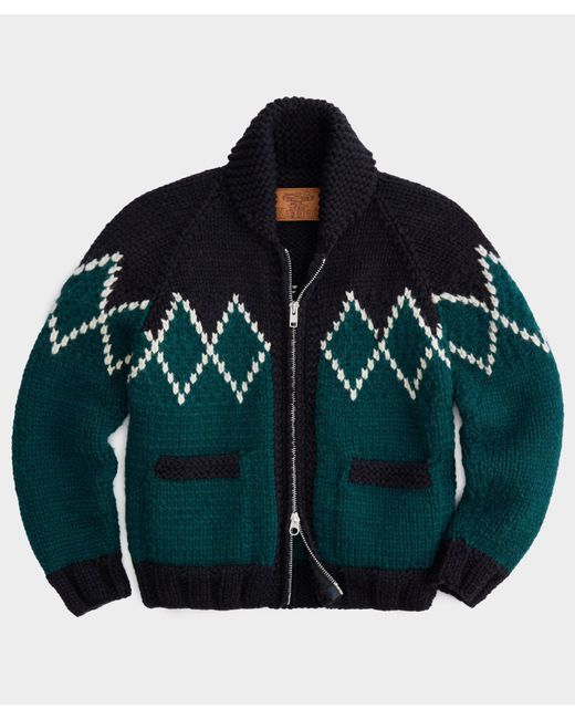 Todd Snyder Green Triangle Hand-knit Cardigan Jacket for men