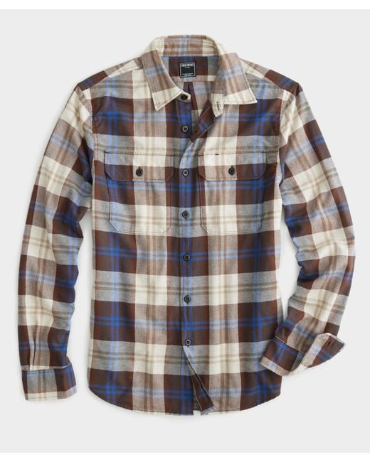 Todd Snyder Brown Plaid Two-pocket Flannel Shirt for men