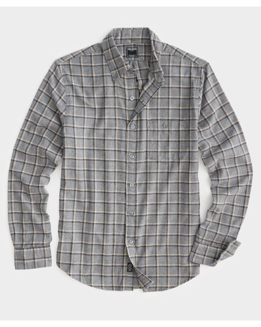 Todd Snyder Gray Grey Grid Flannel Shirt for men