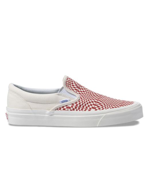 Vans Red And White Warped Checkerboard Slip-on Trainers for men