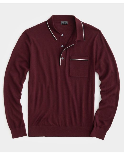 Todd Snyder Red Long-sleeve Merino Tipped Polo for men