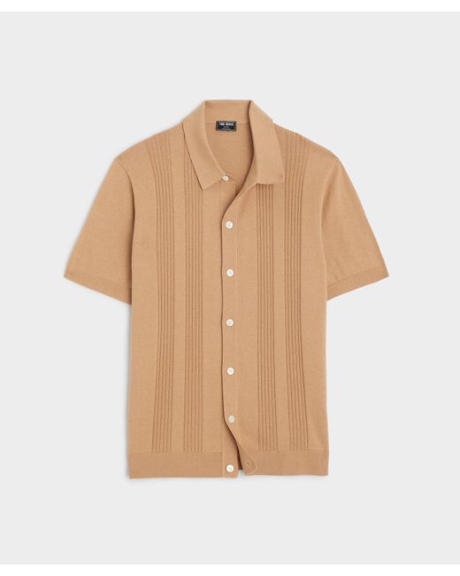 Todd Snyder Natural Silk Cotton Ribbed Full Placket Polo for men