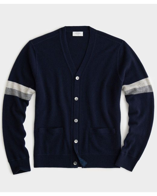 Todd Snyder Blue Luxe Cashmere Armstripe Cardigan for men