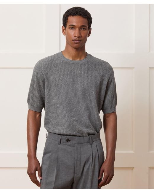 Todd Snyder Gray Linen Waffle Tee for men