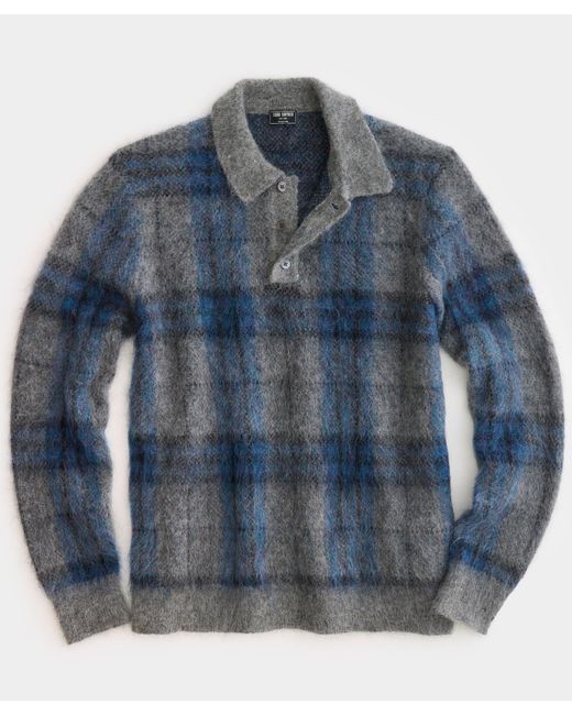 Todd Snyder Blue Plaid Mohair Polo for men