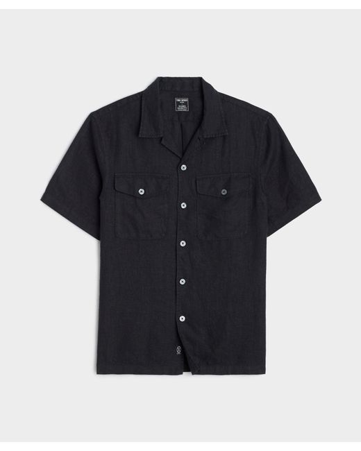 Todd Snyder Black Linen Panama Shirt for men