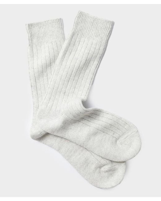 RoToTo White Cotton Wool Ribbed Crew Sock for men