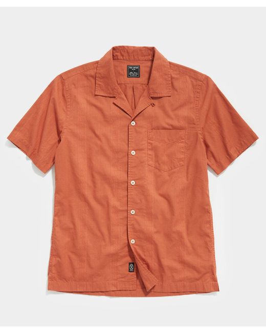 Todd Snyder Orange Jacquard Camp Collar Shirt for men