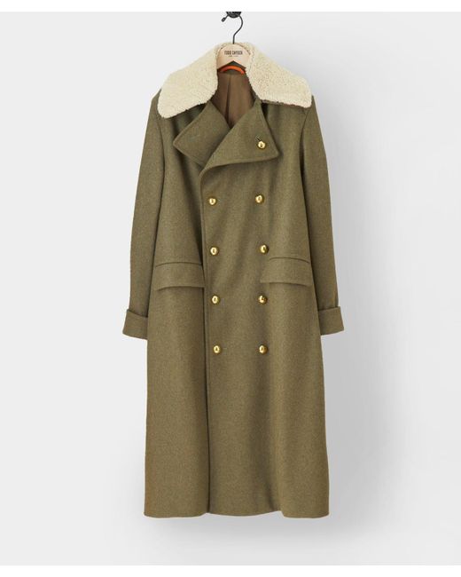 Todd Snyder Green Todd Snyder X Private White Db Great Coat With Removable Shearling Top Collar for men