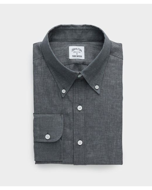 Todd Snyder Gray X Hamilton Linen Dress Shirt for men
