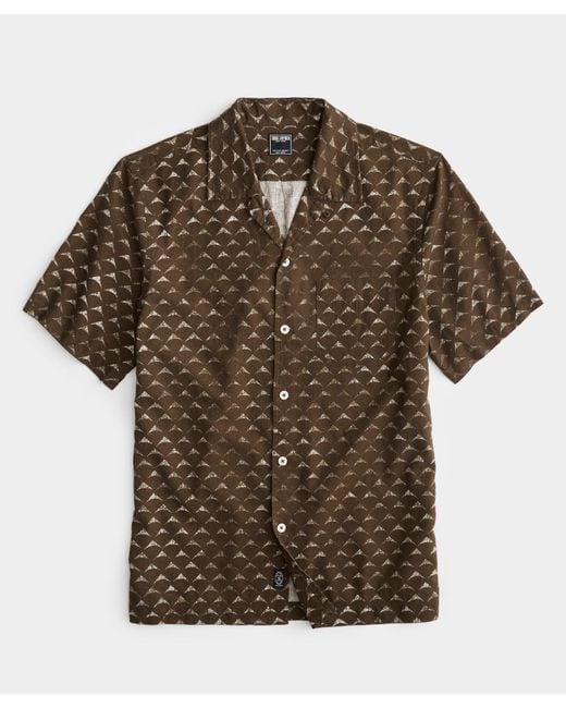 Todd Snyder Brown Diamond Short Sleeve Camp Collar Shirt for men