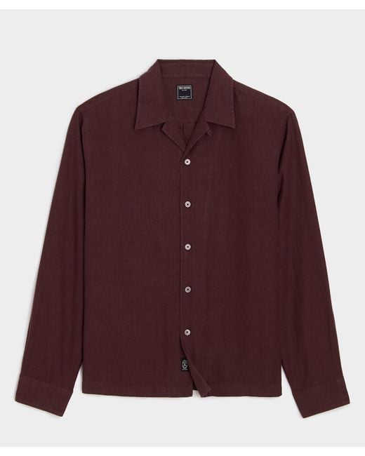 Todd Snyder Purple Cropped Sea Soft Irish Linen Camp Collar Shirt for men