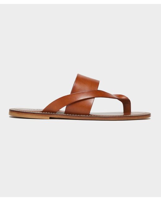 Todd Snyder Brown Tuscan Leather Thong Cross Sandal for men