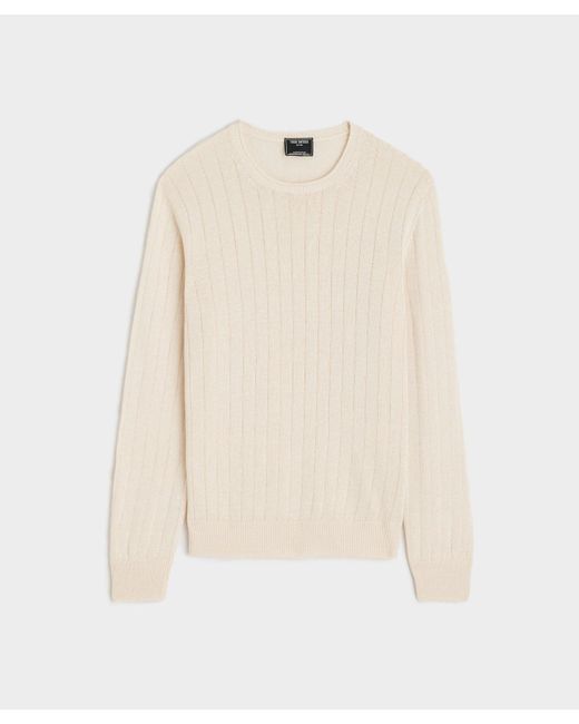 Todd Snyder Natural Italian Linen Crewneck Ribbed Sweater for men