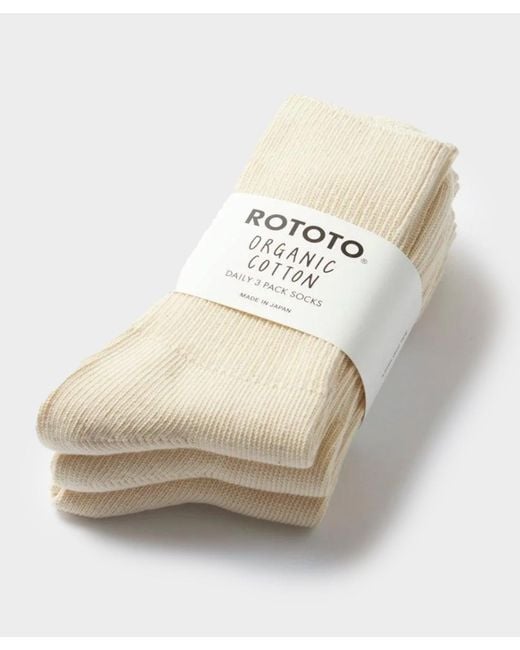 RoToTo Natural Organic Daily 3 Pack Crew Socks for men