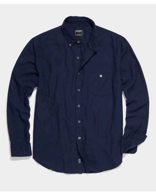 Todd Snyder Blue Brushed Flannel Button Down Shirt for men