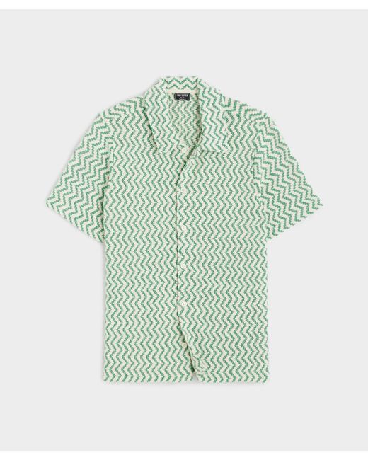 Todd Snyder Green Zigzag Open-knit Cabana Shirt for men
