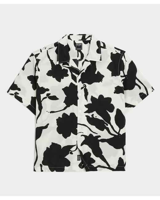 Todd Snyder Black Cropped Silk-cotton Camp Collar Shirt for men