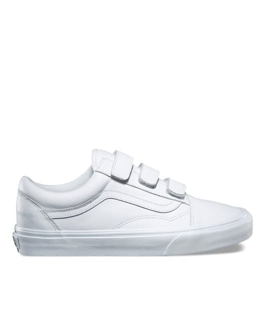 Vans Old Skool V Mono Leather In True White for Men | Lyst