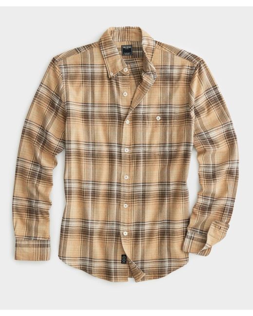 Todd Snyder Natural Khaki Plaid Flannel Shirt for men