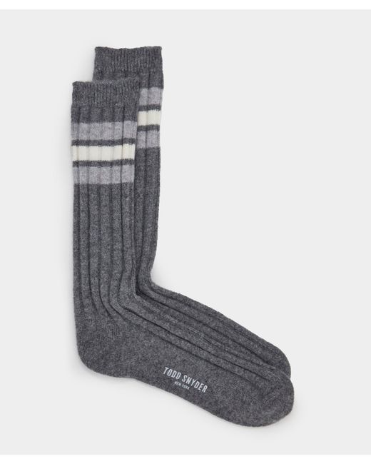 Todd Snyder Gray Cashmere Striped Sock for men