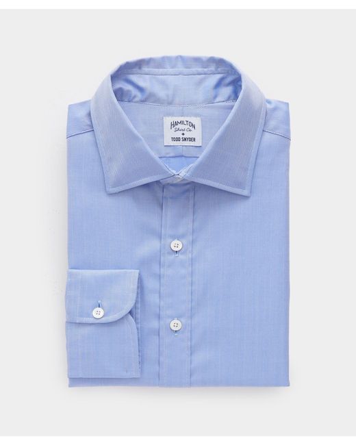 Todd Snyder Hamilton + Blue Herringbone Dress Shirt for men