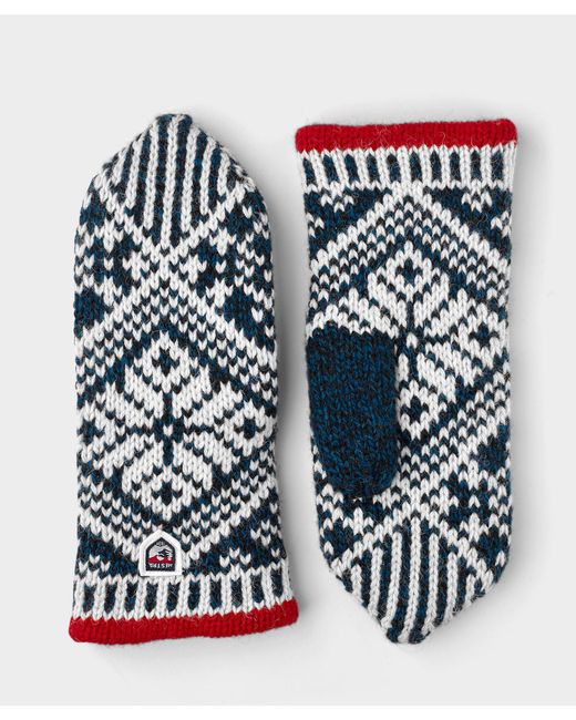 blue knit mittens