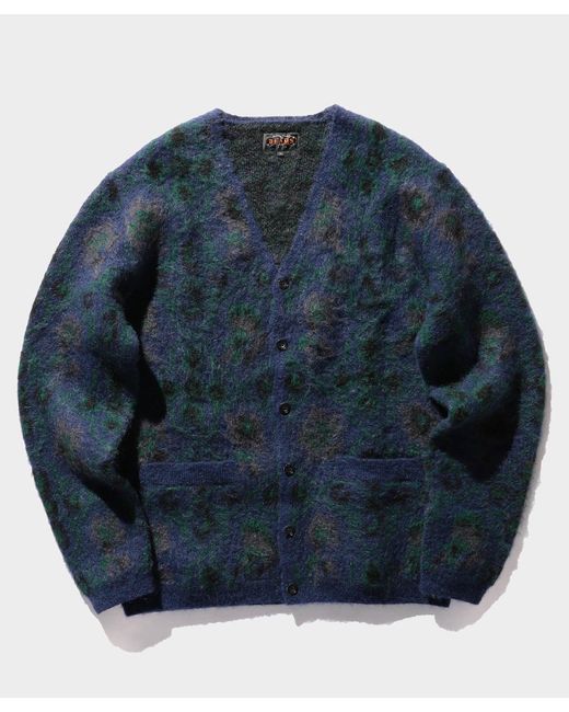 Beams Plus Plus Cardigan Botanical Pattern in Blue for Men | Lyst