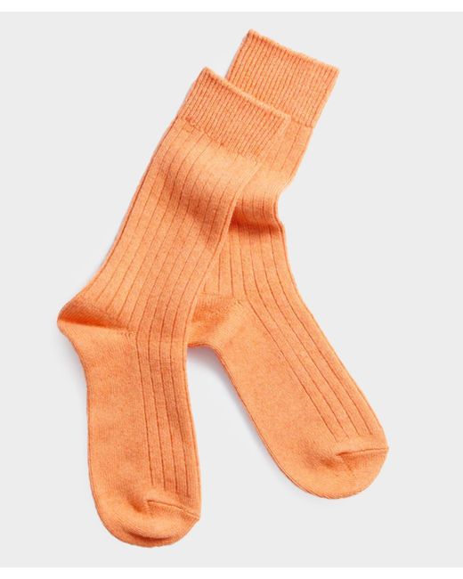 RoToTo Orange Cotton Wool Ribbed Crew Sock for men