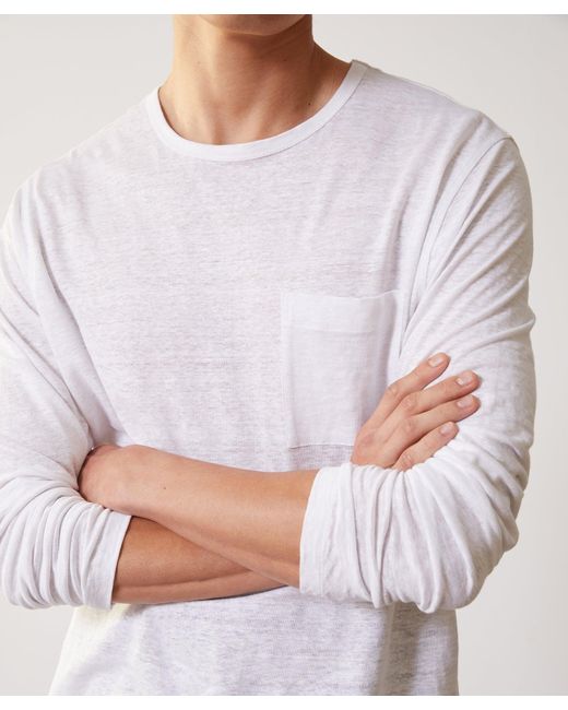 Todd Snyder White Linen Jersey Long Sleeve T-shirt for men