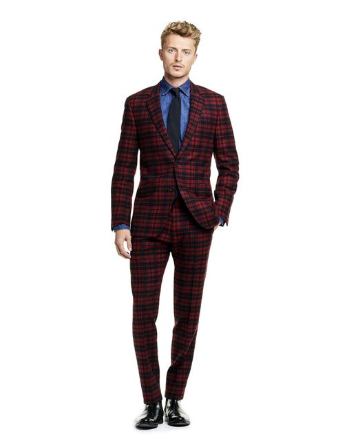 Todd Snyder Red Made In Usa Plaid Flannel Suit Jacket for men