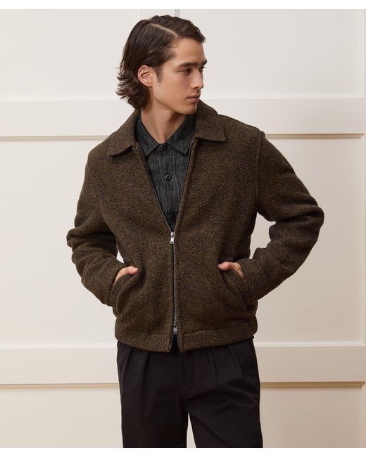Todd Snyder Brown Italian Boiled Wool Aviator Jacket for men