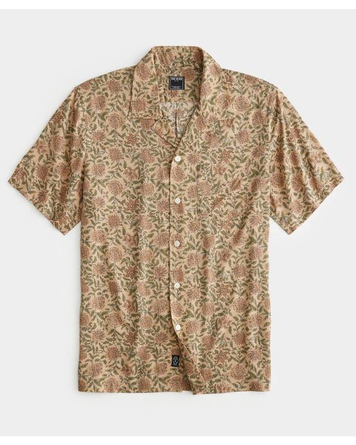 Todd Snyder Natural Tan Floral Camp Collar Shirt for men