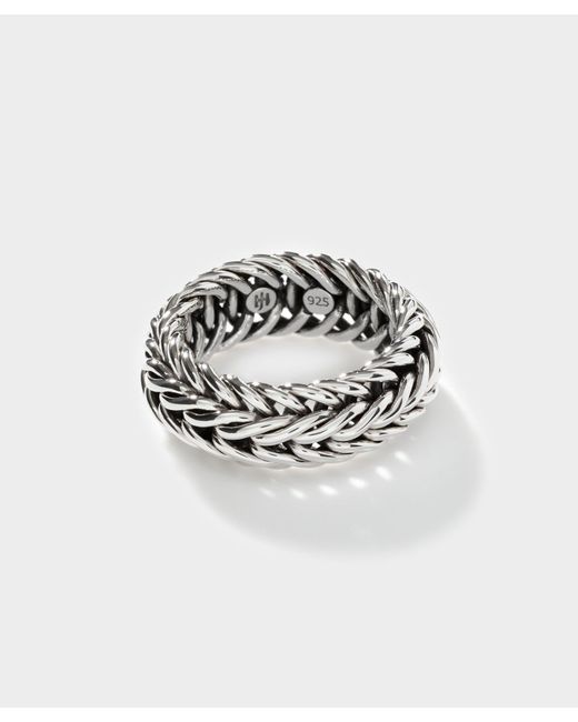 John Hardy White Wide Kami Chain Sterling Silver Band Ring for men