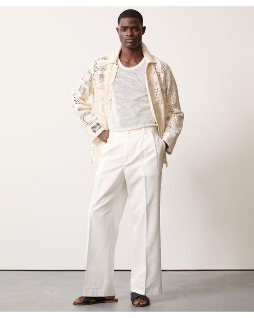 Todd Snyder White Italian Cotton Linen Gaucho Pant for men