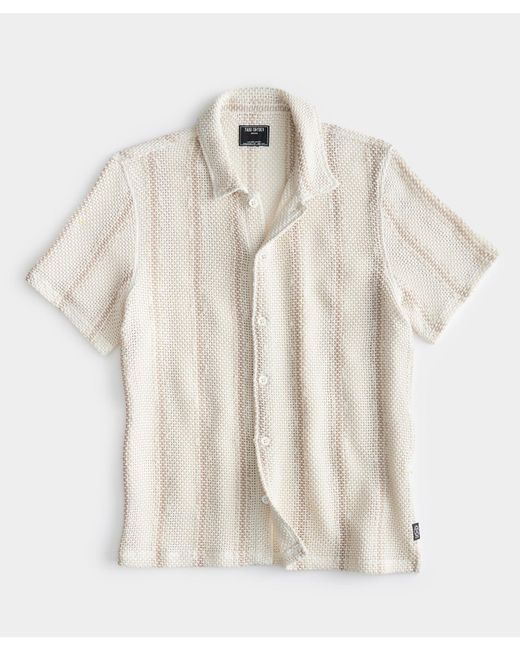 Todd Snyder Natural Chalk Stripe Open-knit Cabana Polo for men