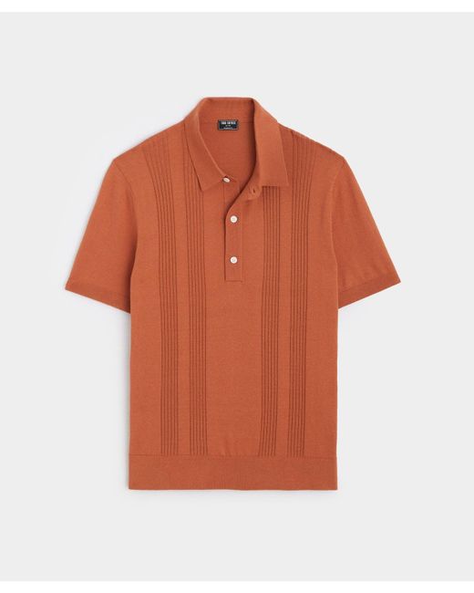 Todd Snyder Orange Silk Cotton Ribbed Polo for men