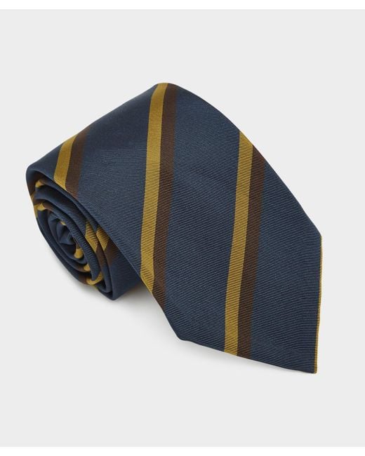 Todd Snyder Italian Blue Gold Duo Stripe Tie for men