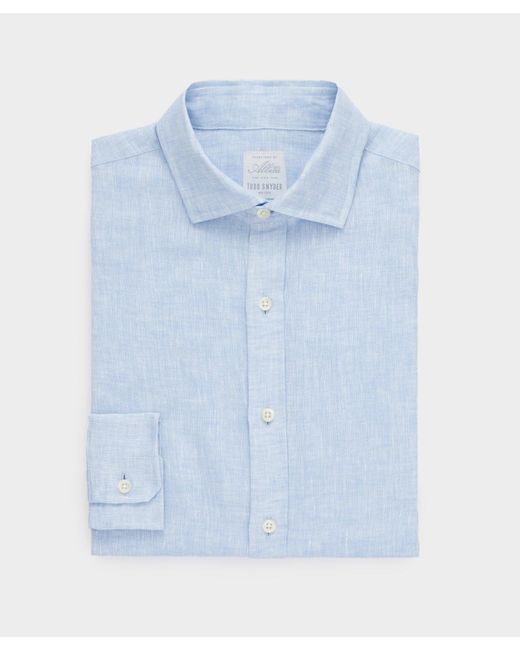 Todd Snyder Blue Linen Spread Collar Dress Shirt for men