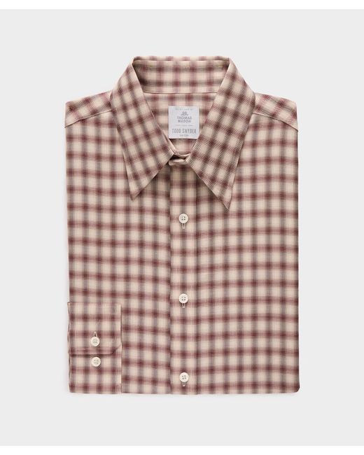 Todd Snyder Black Lightweight Flannel Long Point Collar Dress Shirt for men